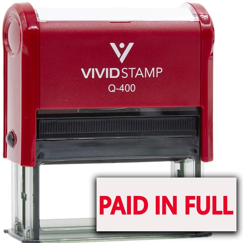 Vivid Stamp Basic Paid in Full Self Inking Rubber Stamp (Red Ink) - X-Large - Image 1